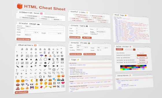 interactive html cheatsheet